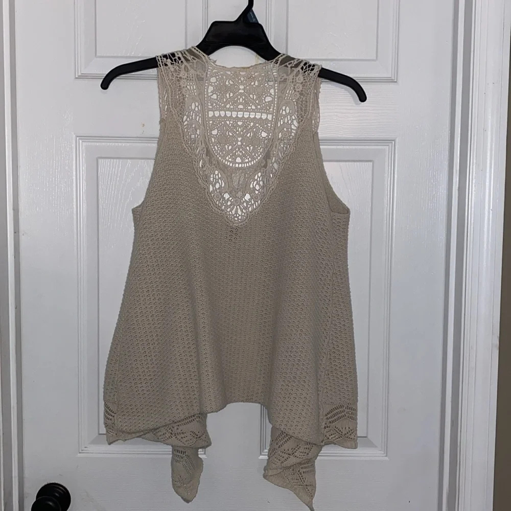 Red Camel Crochet Sleeveless Cardigan Size L - Picture 2 of 3